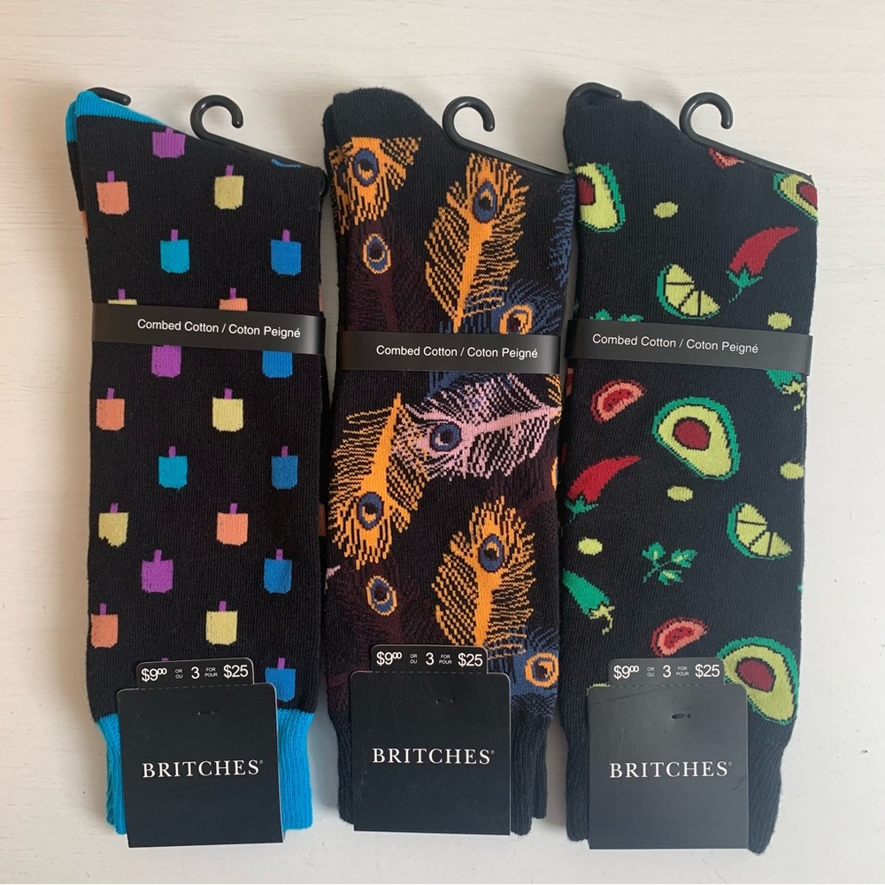 Britches Men's Socks Cotton Blend Size 13-16 Lot of 3 Pairs